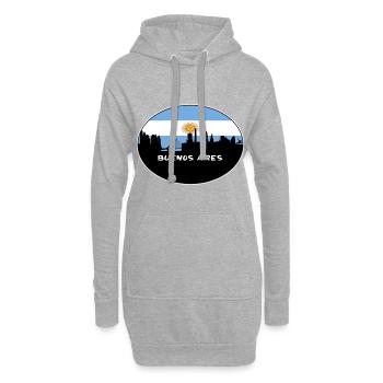 Buenos Aires Argentine Drapeau Skyline Silhouette Tra - Sweat-shirt à capuche long Femme - gris chiné - Devant