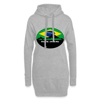 Rio De Janeiro Brasilien Flagge Skyline Silhouette Trav - Hoodie-Kleid - Grau meliert - Vorne
