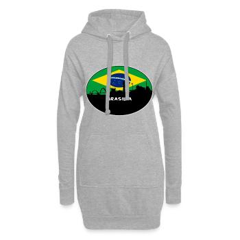 Brasilia Brésil Drapeau Skyline Silhouette Travel - Sweat-shirt à capuche long Femme - gris chiné - Devant