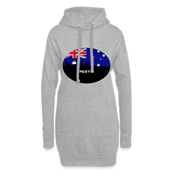 Perth-Australien-Flaggen-Skyline-Schattenbild-Reise - Hoodie-Kleid - Grau meliert - Vorne