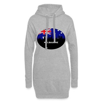 Melbourne-Australien-Flaggen-Skyline-Schattenbild-Reise - Hoodie-Kleid - Grau meliert - Vorne