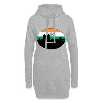 Mumbai Inde Drapeau Skyline Voyage Silhouette - Sweat-shirt à capuche long Femme - gris chiné - Devant