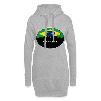 Fortaleza-Brasilien-Flaggen-Skyline-Schattenbild-Reise - Hoodie-Kleid - Grau meliert - Vorne