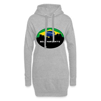 Belo Horizonte Brésil Drapeau Skyline Silhouette Trav - Sweat-shirt à capuche long Femme - gris chiné - Devant