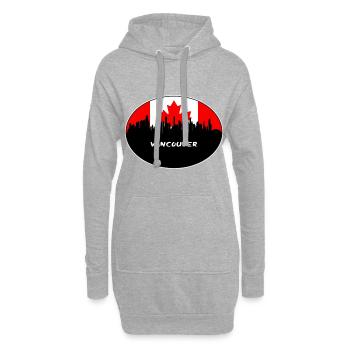 Vancouver Canada Drapeau Skyline Voyage Silhouette - Sweat-shirt à capuche long Femme - gris chiné - Devant