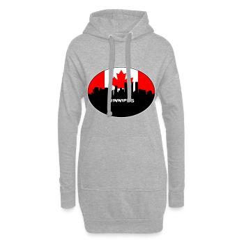 Winnipeg-Kanada-Flaggen-Skyline-Schattenbild-Reise - Hoodie-Kleid - Grau meliert - Vorne