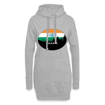 Kolkata Indien Flagge Skyline Silhouette Reisen - Hoodie-Kleid - Grau meliert - Vorne