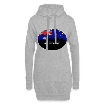 Goldküste-Australien-Flaggen-Skyline-Schattenbild-Trave - Hoodie-Kleid - Grau meliert - Vorne