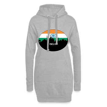 Delhi Indien Flagge Skyline Silhouette Reisen - Hoodie-Kleid - Grau meliert - Vorne
