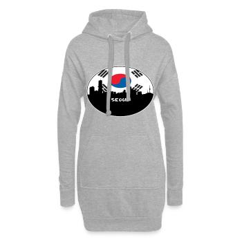Seoul Südkorea Flagge Skyline Silhouette Reisen - Hoodie-Kleid - Grau meliert - Vorne