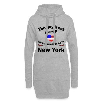 Chez lui à New York - Sweat-shirt à capuche long Femme - gris chiné - Devant