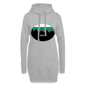 Sofia Bulgarien Flagge Skyline Silhouette Reisen - Hoodie-Kleid - Grau meliert - Vorne