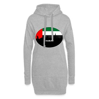 Dubai Émirats Arabes Unis Drapeau Skyline Voyage Silhouette - Sweat-shirt à capuche long Femme - gris chiné - Devant
