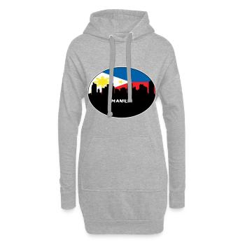 Manille Philippines Drapeau Skyline Silhouette Travel - Sweat-shirt à capuche long Femme - gris chiné - Devant