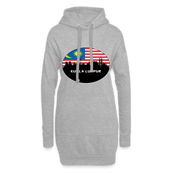 Kuala Lumpur Malaysia Flagge Skyline Silhouette Trav - Hoodie-Kleid - Grau meliert - Vorne