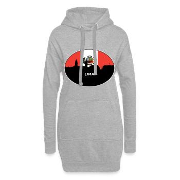Lima-Peru-Flaggen-Skyline-Schattenbild-Reise - Hoodie-Kleid - Grau meliert - Vorne