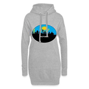 Astana Kazakhstan Drapeau Skyline Voyage Silhouette - Sweat-shirt à capuche long Femme - gris chiné - Devant
