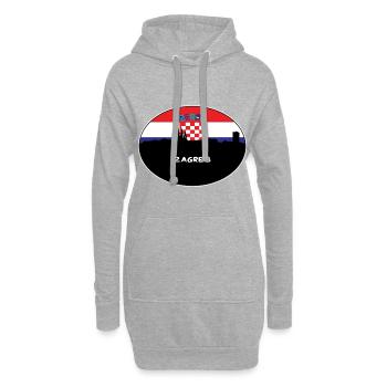 Zagreb Croatie Drapeau Skyline Voyage Silhouette - Sweat-shirt à capuche long Femme - gris chiné - Devant
