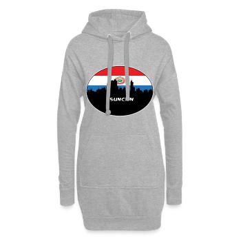 Asuncion Paraguay Drapeau Skyline Silhouette Travel - Sweat-shirt à capuche long Femme - gris chiné - Devant
