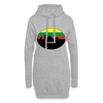 Vilnius Lituanie Drapeau Skyline Voyage Silhouette - Sweat-shirt à capuche long Femme - gris chiné - Devant