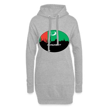 Aschgabat Turkmenistan-Flaggen-Skyline-Schattenbild Trav - Hoodie-Kleid - Grau meliert - Vorne