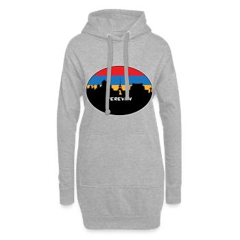 Erevan Arménie Drapeau Skyline Silhouette Travel - Sweat-shirt à capuche long Femme - gris chiné - Devant