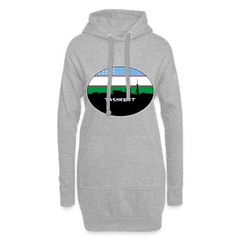 Tachkent Ouzbékistan Drapeau Skyline Voyage Silhouette - Sweat-shirt à capuche long Femme - gris chiné - Devant
