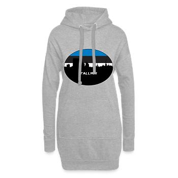 Tallinn Estland Flagge Skyline Silhouette Reisen - Hoodie-Kleid - Grau meliert - Vorne