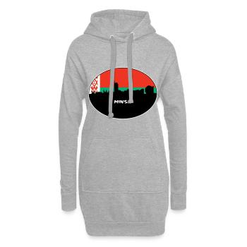 Minsk Weißrussland Flagge Skyline Silhouette Reisen - Hoodie-Kleid - Grau meliert - Vorne