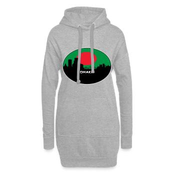 Dhaka Bangladesh Drapeau Skyline Voyage Silhouette - Sweat-shirt à capuche long Femme - gris chiné - Devant