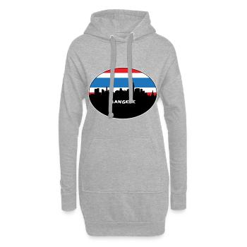 bangkok, thaïlande, drapeau, horizon, silhouette, voyage - Sweat-shirt à capuche long Femme - gris chiné - Devant