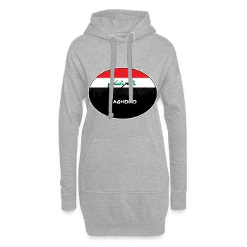 Bagdad Irak Drapeau Skyline Voyage Silhouette - Sweat-shirt à capuche long Femme - gris chiné - Devant