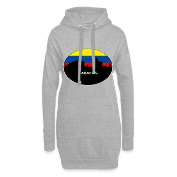 Caracas Venezuela Drapeau Skyline Silhouette Travel - Sweat-shirt à capuche long Femme - gris chiné - Devant