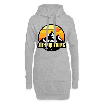 Alpenquerung Sonnenuntergang - Hoodie-Kleid - Grau meliert - Vorne