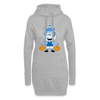 BASKETBALL - SPORT - EINHORN - KIND - BABY - Hoodie-Kleid - Grau meliert - Vorne