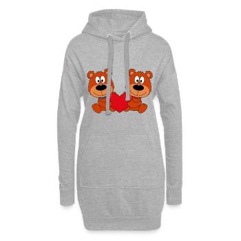 TEDDYS - BÄREN - TEDDYBÄREN - HERZ - LIEBE - LOVE - Hoodie-Kleid - Grau meliert - Vorne