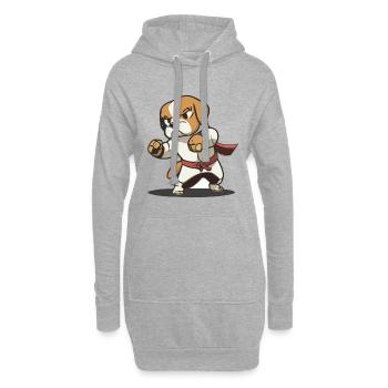 Cute Dog Knows Karaté Cartoon Illustration - Sweat-shirt à capuche long Femme - gris chiné - Devant