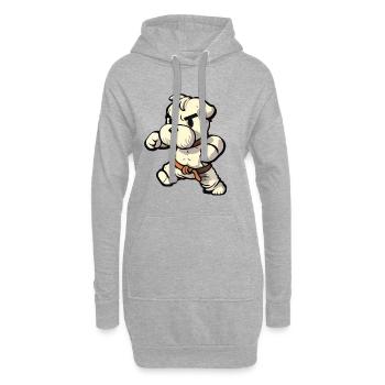 Mignon Funny Dog Knows Karaté Illustration de dessin animé - Sweat-shirt à capuche long Femme - gris chiné - Devant