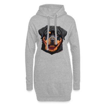 Mignon Rottweiler Dog Breed Head Cartoon - Sweat-shirt à capuche long Femme - gris chiné - Devant