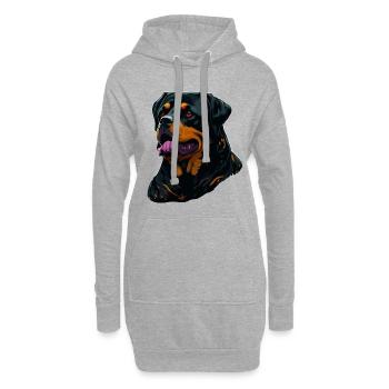 Rottweiler Hunderasse Kopf Cartoon Illustration - Hoodie-Kleid - Grau meliert - Vorne