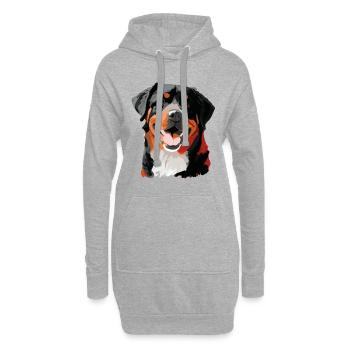 Rottweiler Hunderasse Gesicht Cartoon Illustration - Hoodie-Kleid - Grau meliert - Vorne