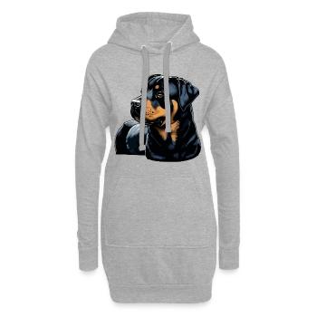 Mignon Rottweiler Dog Breed Head Cartoon - Sweat-shirt à capuche long Femme - gris chiné - Devant