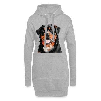 Mignon Rottweiler Dog Breed Head Cartoon - Sweat-shirt à capuche long Femme - gris chiné - Devant