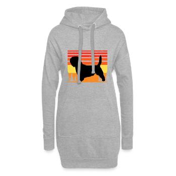 Basset Griffon Vend Grand Dog Silhouette Retro - Hoodie Dress - heather grey - Front