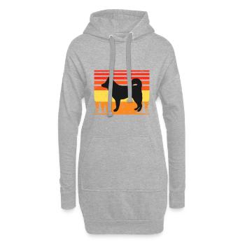 Alaskan Klee Kai Dog Lover Silhouette Retro Sunset - Sweat-shirt à capuche long Femme - gris chiné - Devant