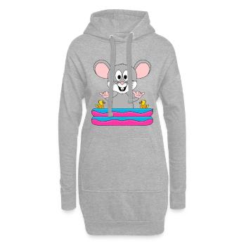 MAUS - POOL - PLANSCHBECKEN - URLAUB - TIER - Hoodie-Kleid - Grau meliert - Vorne