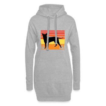Blau Paul Terrier Hund Liebe Silhouette Retro Sonnenuntergang - Hoodie-Kleid - Grau meliert - Vorne