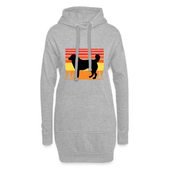 Bucovina Berger Chien Amour Silhouette Rétro Coucher de Soleil - Sweat-shirt à capuche long Femme - gris chiné - Devant