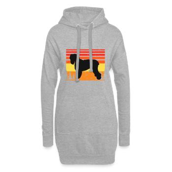 Noir Terrier Russe Chien Silhouette Rétro Coucher de Soleil - Sweat-shirt à capuche long Femme - gris chiné - Devant