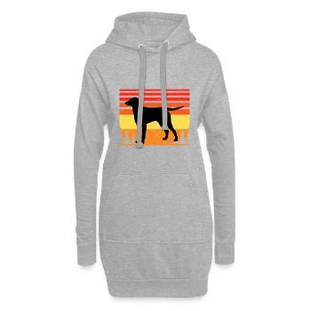 Curly Coated Retriever Hund Silhouette Retro Sonnenuntergang - Hoodie-Kleid - Grau meliert - Vorne